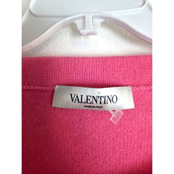 Valentino Women Pink 100% Cashmere Made in Italy Square Neck Sweater size Medium - Picture 3 of 12
